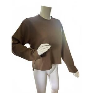 NEW ELLE GREY women's high low sweatshirt in camel